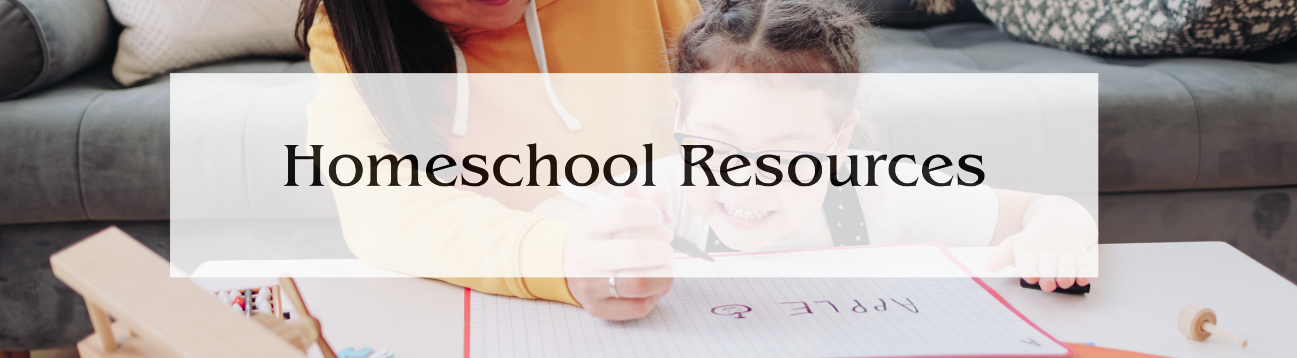 banner with text reading homeschool resources